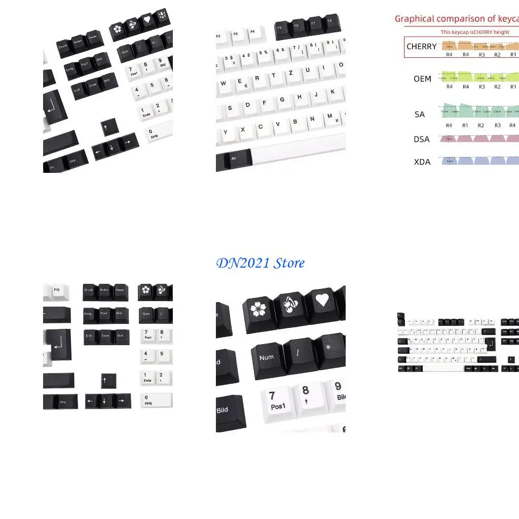 

F3KE Cherry Theme Keycap PBT Standard Dye Sublimation Process Keycap 109 pcs Cherry Profile for Mx Switches Gk61 64 68 96 108