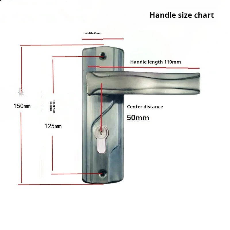 قفل الباب 125 مللي متر تباعد الفتحة الصغيرة 50 قفل Lron ورقة الصلب غرفة نوم غرفة قفل الباب الداخلي اكسسوارات استبدال قفل #3