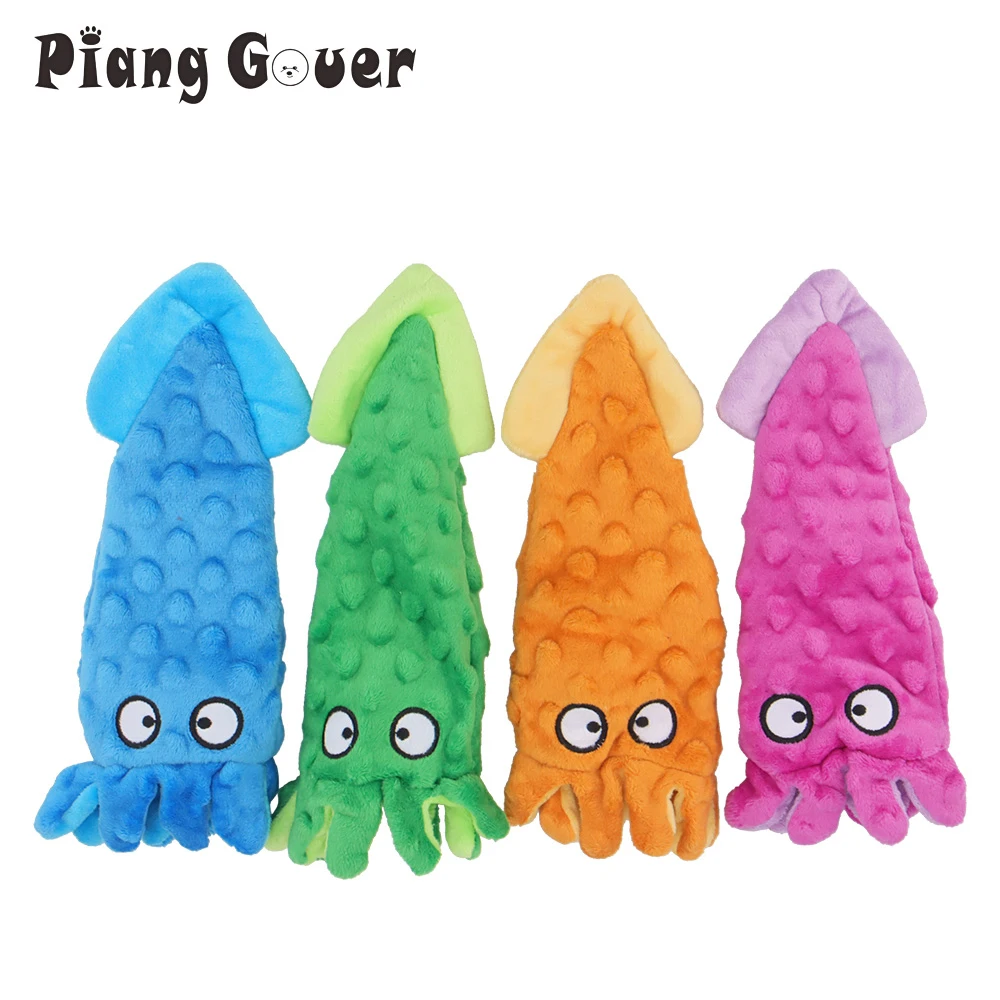 Lindo calamar mascota juguete de peluche gato perro chirrido rompecabezas juguete resistente a mordeduras interactivo perro limpieza de dientes masticar suministros para mascotas