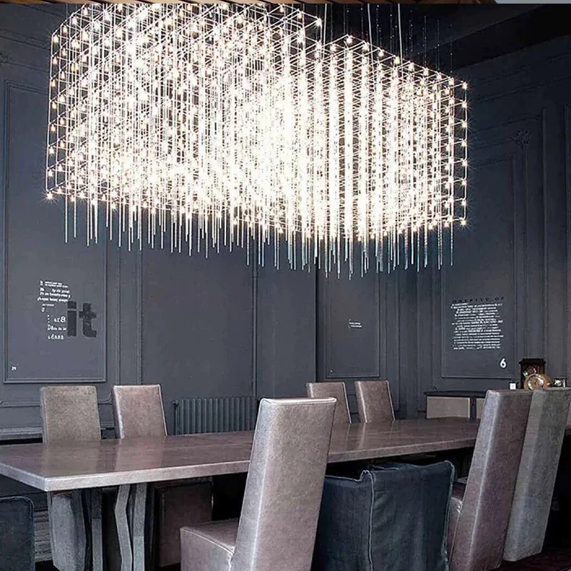 

Nordic LED ceiling glass chandelier, suitable for home interior lighting in hotels and villas, light luxury lustre, cube lamp