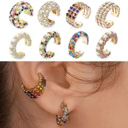 Accessorie No Pierced Rhinestone Dangle Jewelry Party CZ Cuff Earrings Statement C-shaped Cubic Zirconia Ear Cuff