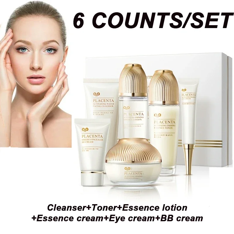 

Подарочный набор для ухода за кожей с овечьей плацентой из 6 предметов - активный укрепляющий увлажняющий антивозрастной уход за лицом, тонер, эссенционный крем для мам и подарков