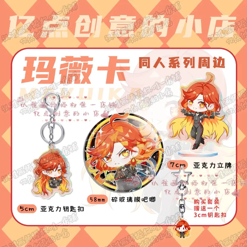 

7CM 5CM Mavuika Genshin Impact Acrylic Stand Figure Model Pendant Keychain Badge Cosplay Decor for Friends Christmas Present