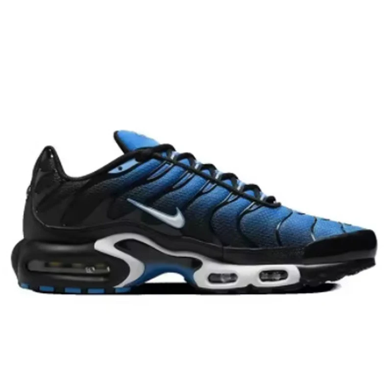 حذاء الجري Nike Air Max Plus TN للرجال والنساء مسامي، غير قابل للانزلاق، وسادة هوائية متينة، قماش مبطن ثلاثي الدلو الأزرق