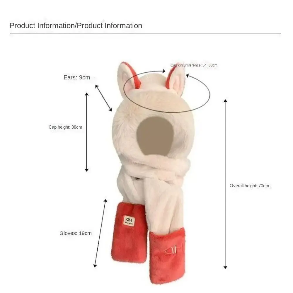 مجموعة من ثلاث قطع من الوشاح والقفازات فروي ، حماية أذن الثعلب السميك ، قبعة صغيرة دافئة لطيفة ، قبعة خارجية ، شتوية