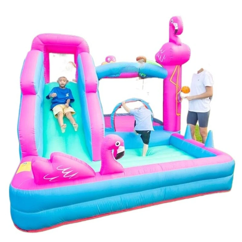 

Flamingo inflatable castle, indoor small household naughty castle, outdoor large inflatable slide amusement park