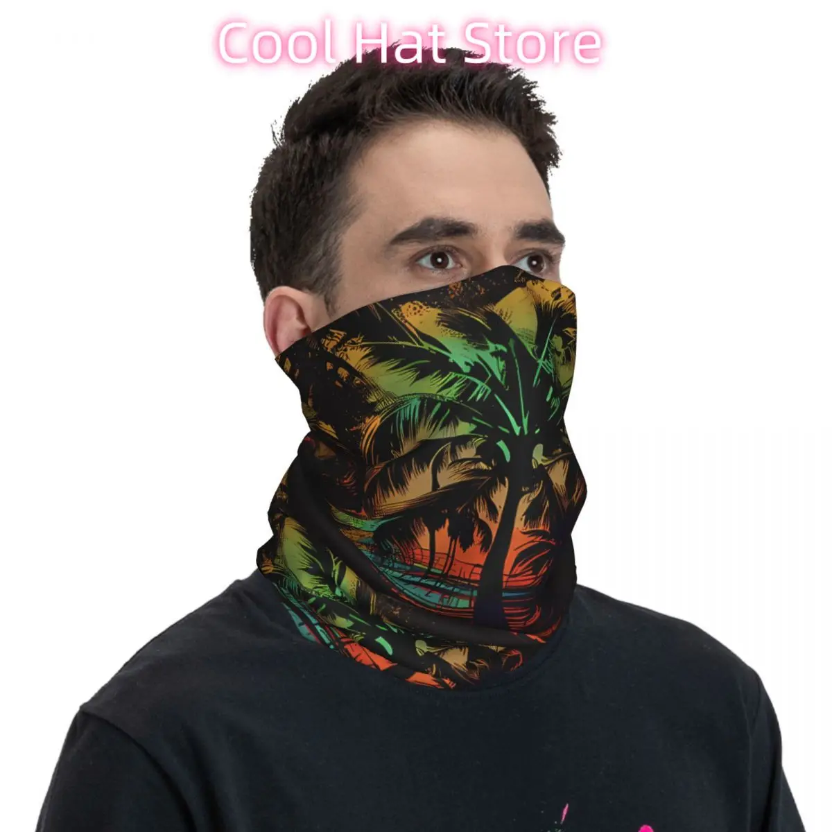 Y2K Summer Beach Coconut Trees Scarf Neckerchief Neck Face Mask Polyester