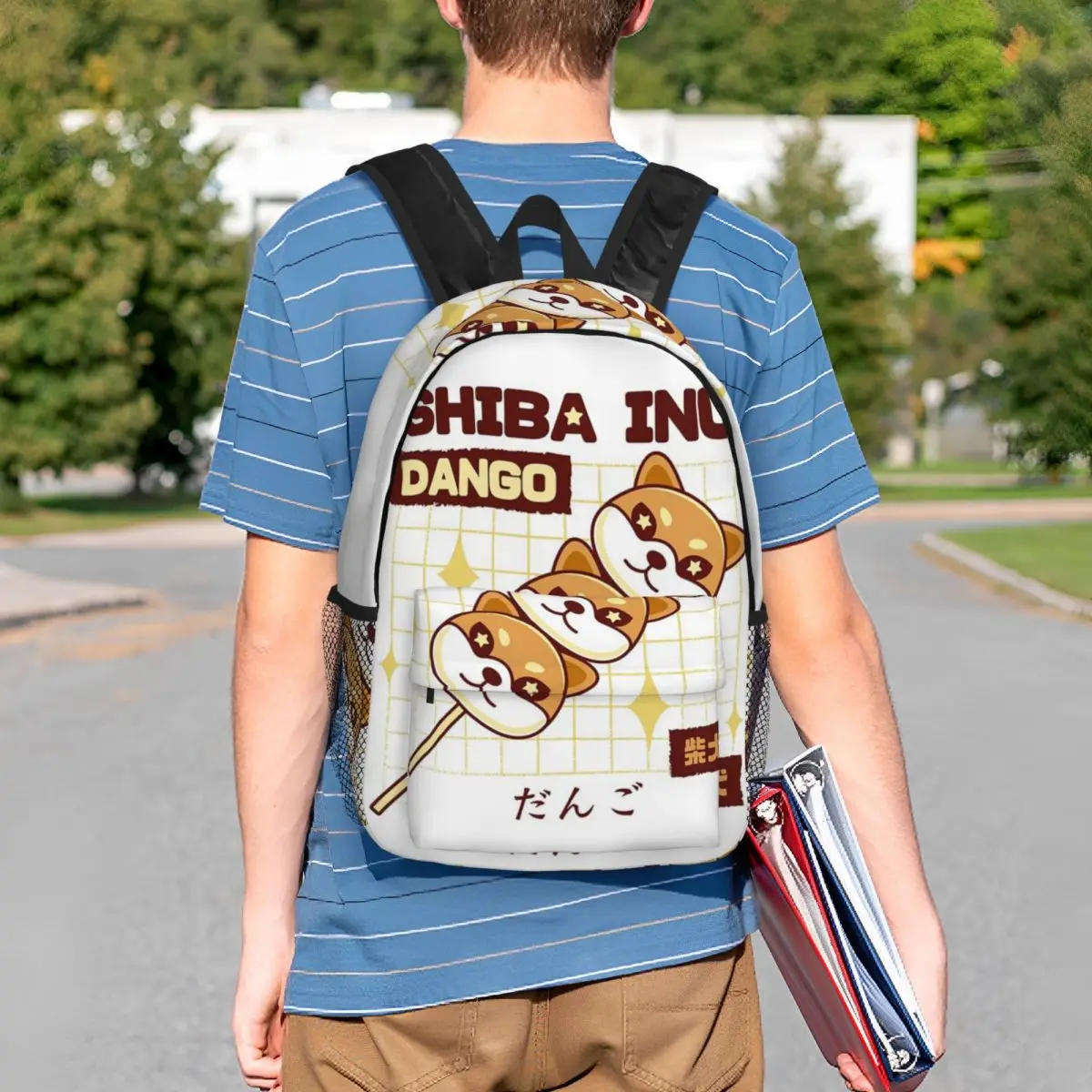 Three Shiba Inu Happy Skewer Print Backpack Student BookBag Children School Bag Computer Shoulder Bags for Men Women