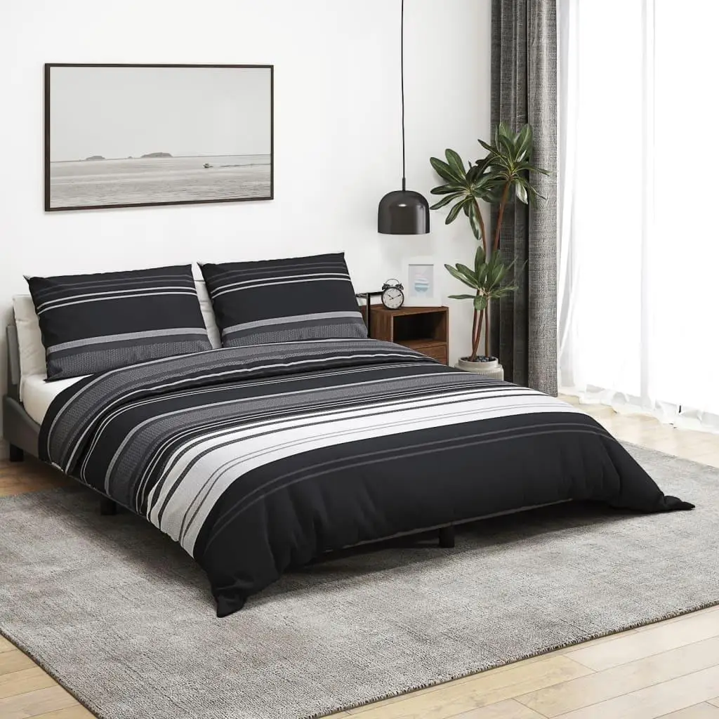 Black and White Cotton Duvet Cover Set 260x240 cm - Stylish Bedding for Ultimate Comfort