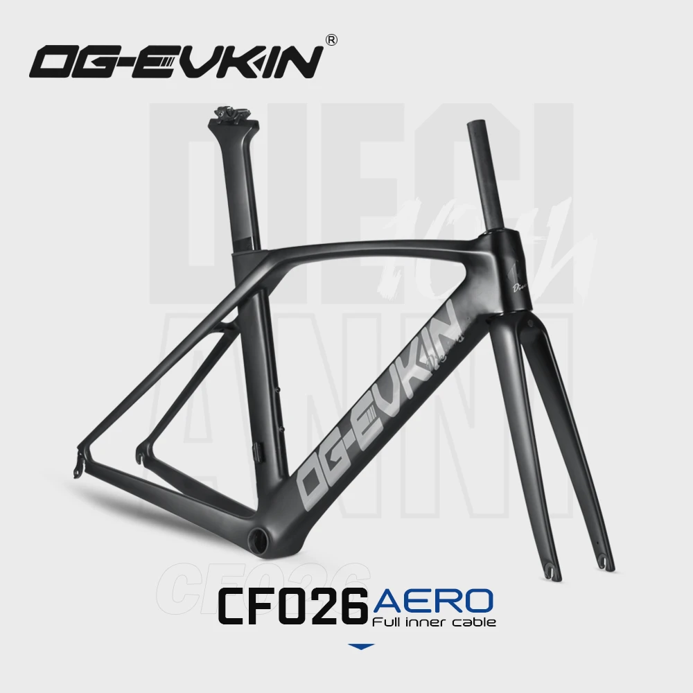 Cadre de route en carbone AERO noir OG-EVKIN Routage interne du câble Jante de vélo V-Brake BB86 700C QRx100m/130mm Cadre de cadres de vélo