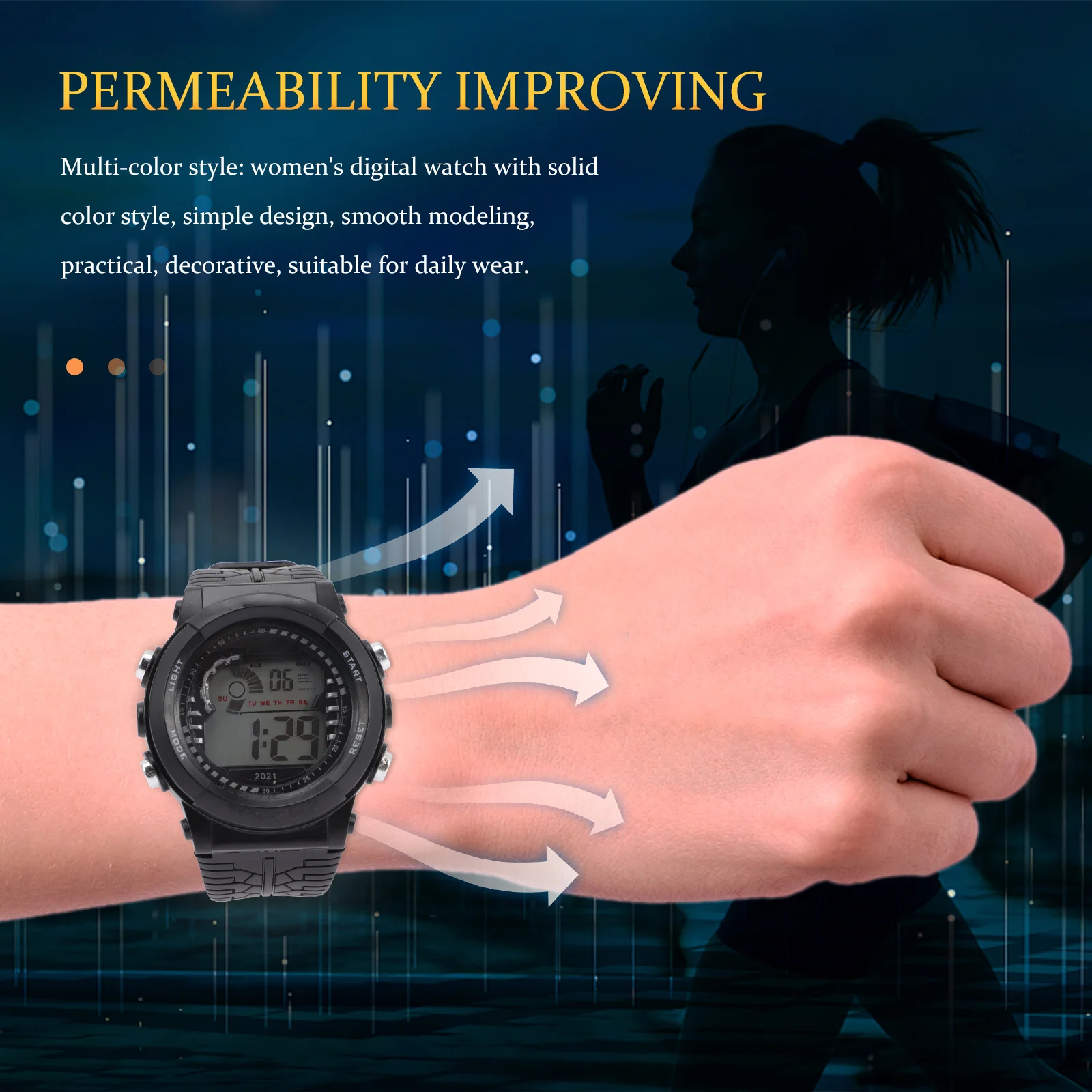 1pcs Kids Sports Watch Large Screen Led Digital Waterproof Children'S Watch Multi-Function Timepiece Outdoor Training