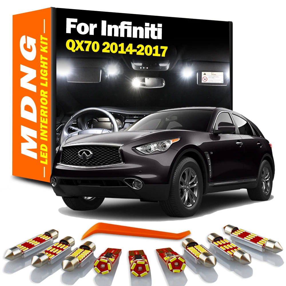 MDNG 16Pcs Canbus For Infiniti QX70 2014 2015 2016 2017 LED Bulbs Interior Dome Reading Map Trunk Light Kit Car Accessories