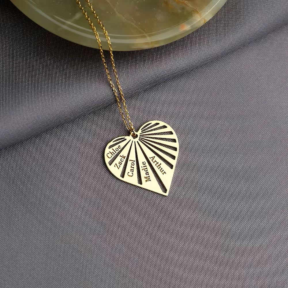 تخصيص متعددة اسم قلادة شخصية الأسرة الأطفال اسم قلادة للأم الفولاذ المقاوم للصدأ القلب قلادة مجوهرات هدية