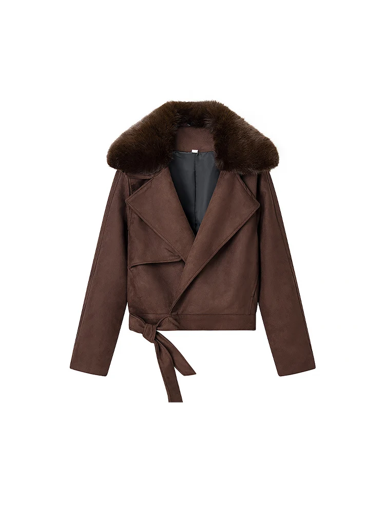 ملابس نسائية جديدة على الطراز الأوروبي والأمريكي، سترة عصرية ومتعددة الاستخدامات بياقة من الفرو قابلة للفصل وأكمام طويلة