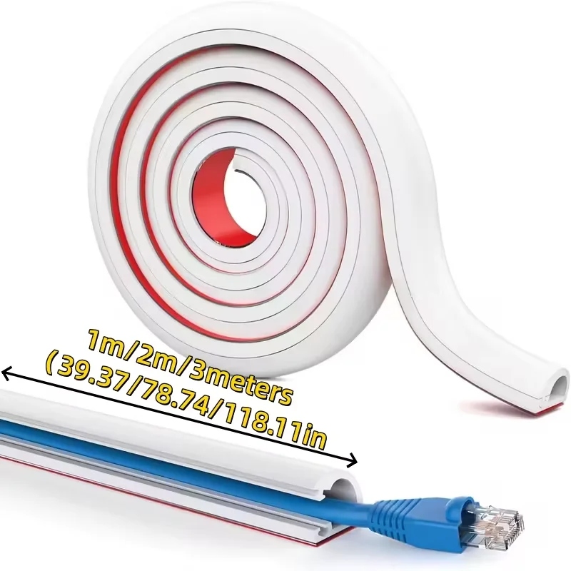 1PC 1/2/3meters Flexible Floor Cable Cover Cord Self-Adhesive All Cord Hider Internet Wire Duct Duct Slot Cable Manage