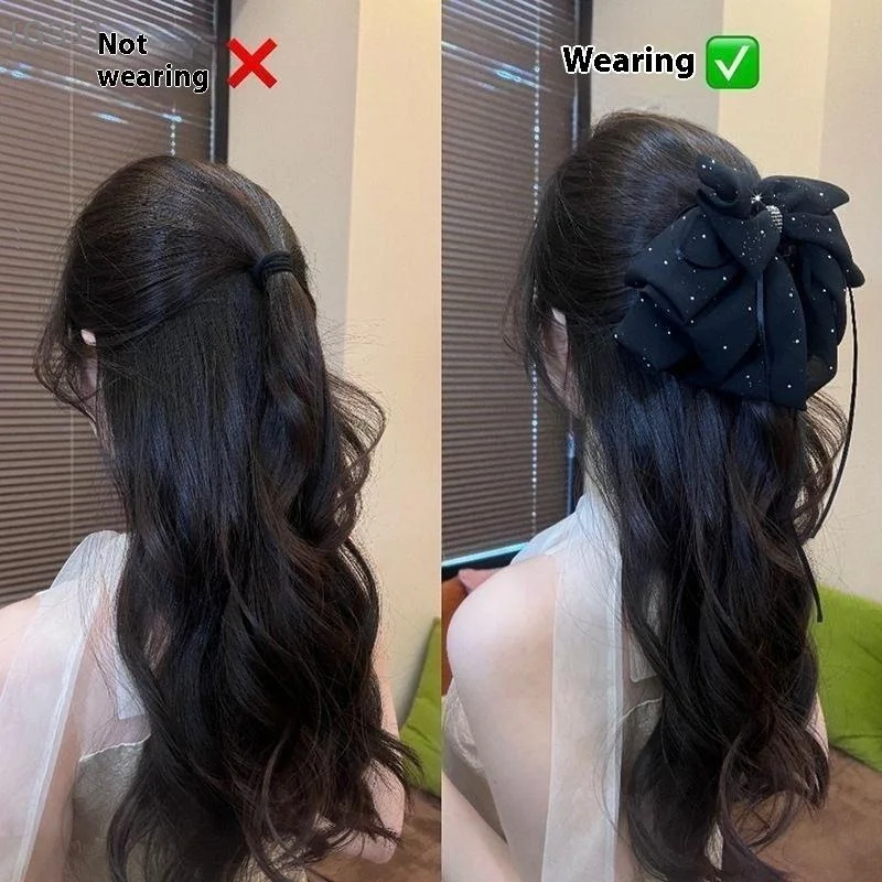 Fashion Black Rhinestones Elegant Hair Clip Women Ponytail Clip Headdress Temperament Hair Claw Headwear Hair Accessories【G31】 view 3