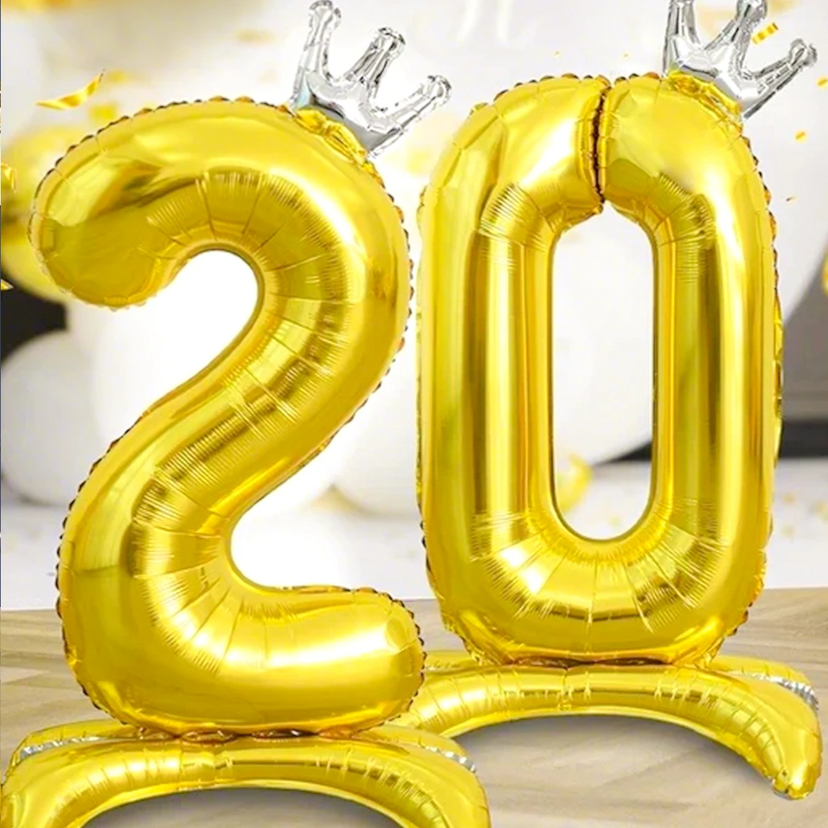1 großer 40-Zoll-Goldkronen-Zahlenballon mit Ständer, Geburtstagsparty-Dekoration, Foto-Requisite, Jubiläumsgeschenk.