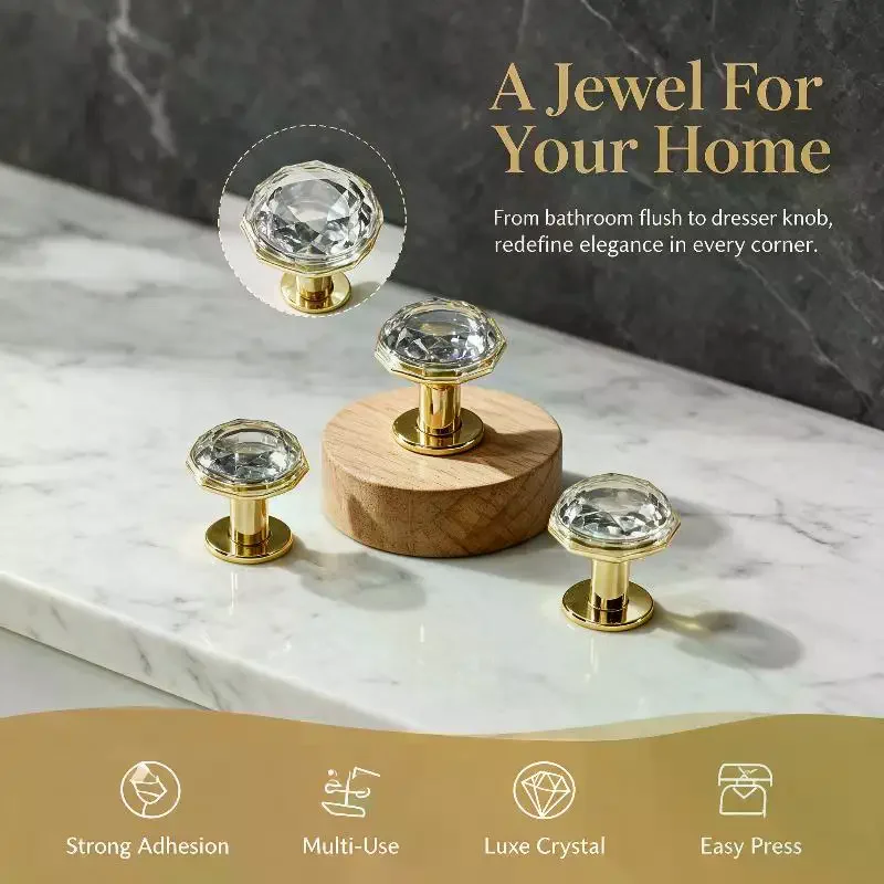 (Diamond Shape Toilet Flush Button Self Adhesive Cabinet Door Drawers Handles)