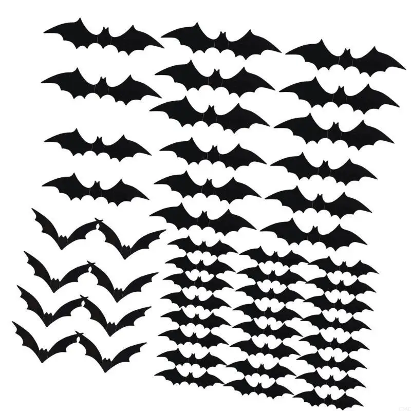 Bat Clings Adhesive PVC Sticker Wall Decals For Window Wall Halloween Decoration C7AC