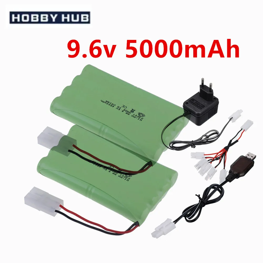 8*AA 9.6V 5000mah Ni-MH Rechargeable Battery with Tamiya plug and Charger For Rc Cars Tanks Trucks toys