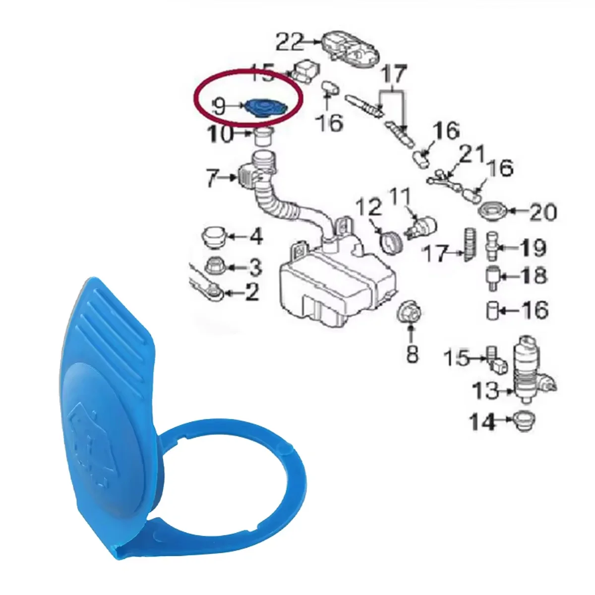 Pinmoap tampa do reservatório de fluido de limpeza de para-brisa de carro é adequado para vw golf jetta passat polo t3 audi tt a8 d4 r8 100 1h0955455