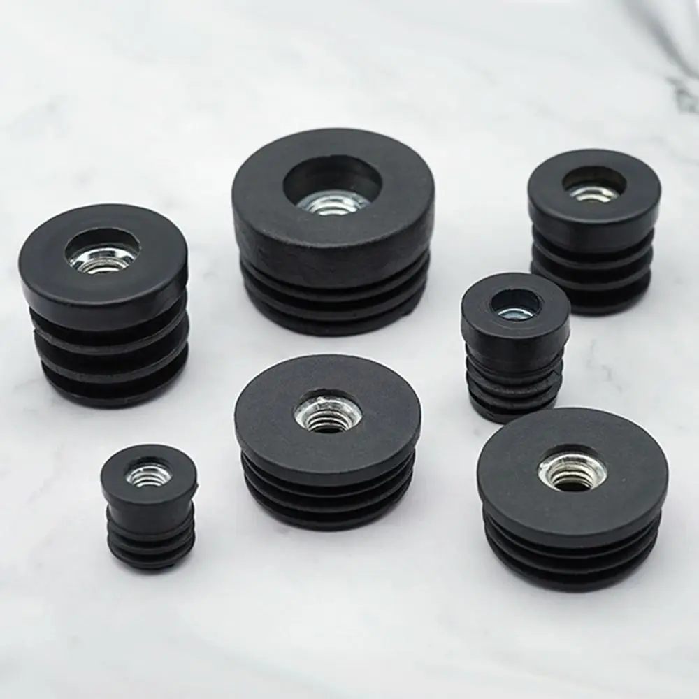 Glide Leveling Foot Pad Black Nut Hole Plug Round Plastic Pipe Inner Plug Furniture Leveling Feet Table Chair