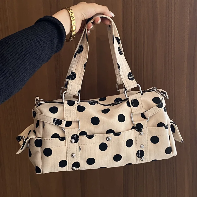 Fashion dot women handbag large capacity barrel shaped Pillow Casual Messenger Bags for female Shoulder Bag ladies big totes
