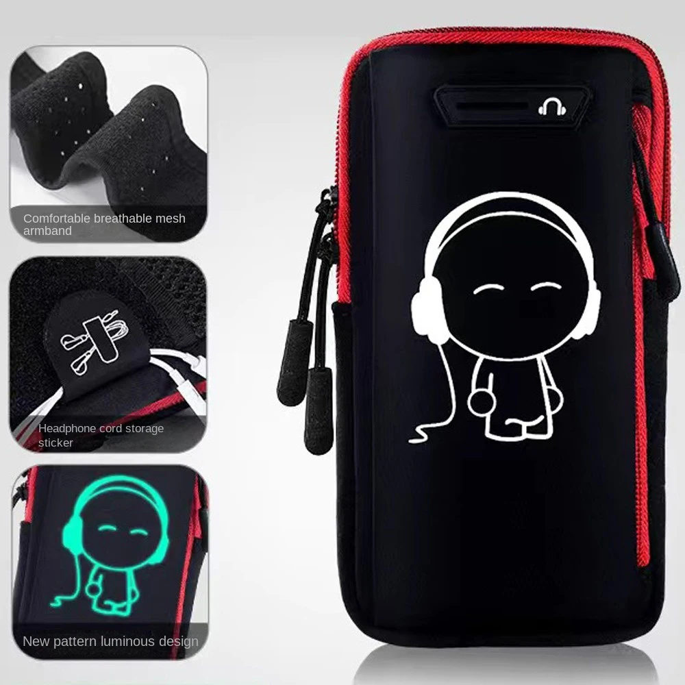 

Noctilucent Running Phone Bag Protective Portable Wrist Phone Bag Dustproof Shockproof Sports Arm Bag Universal