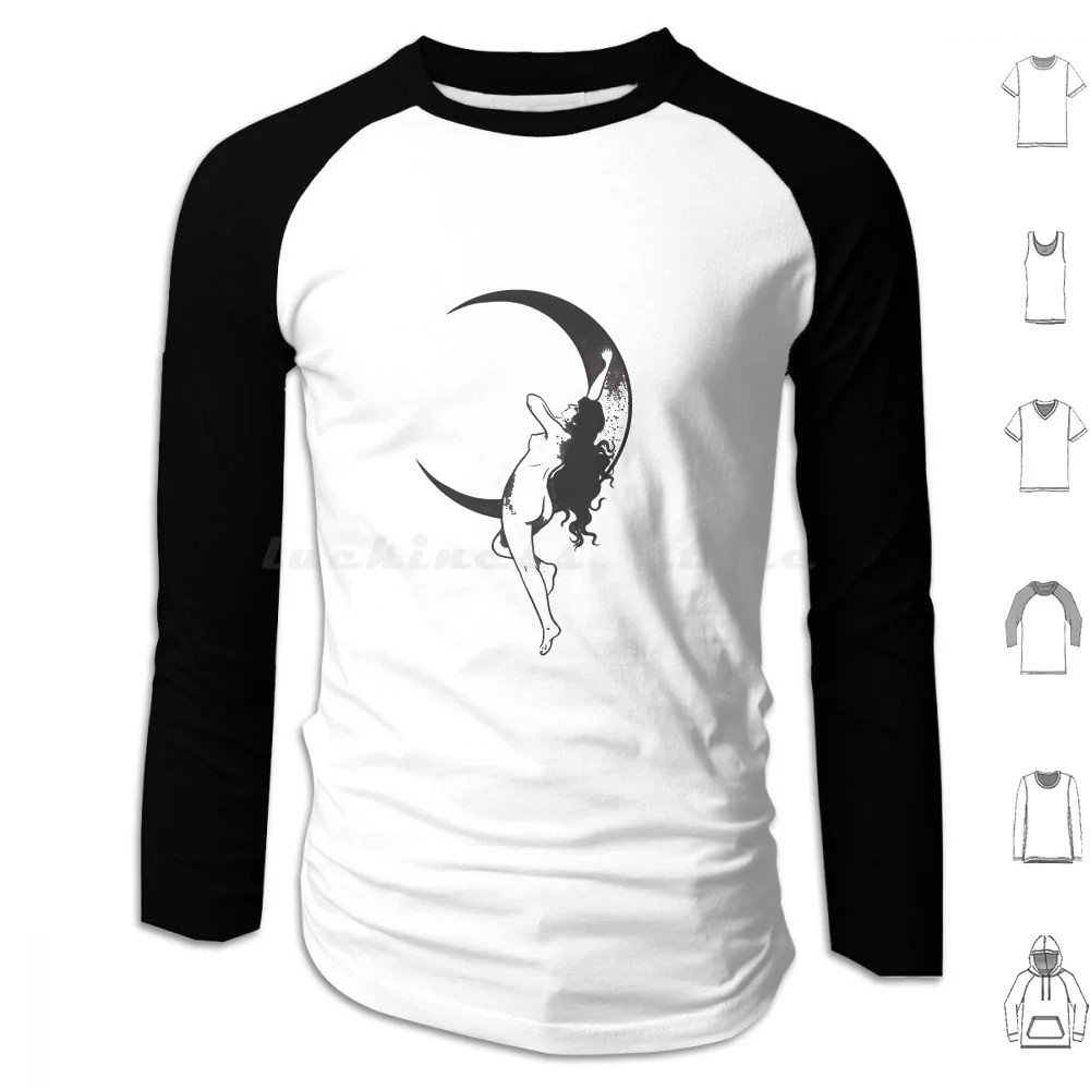 Witch Hoodie Cotton Long Sleeve Blackwork Female Feminine Girl Moon Esoteric Magic Witch Mysticism