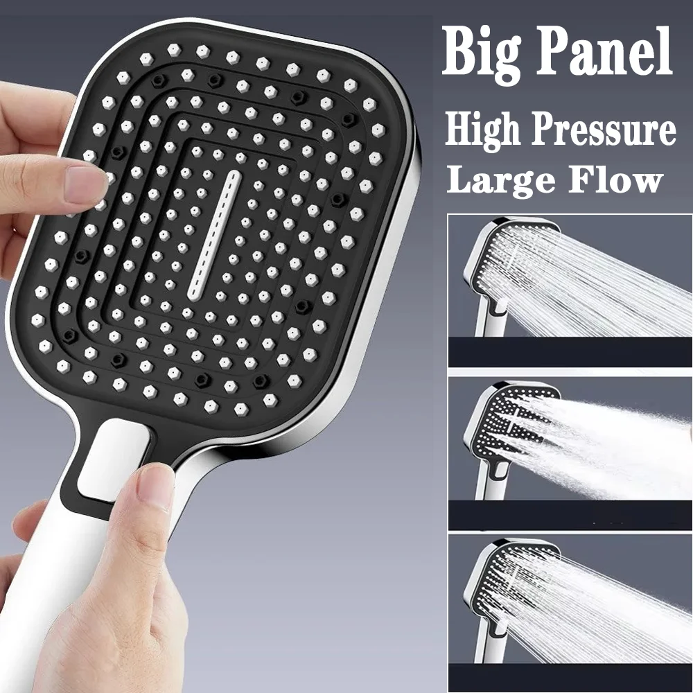 

Massage Spa Pressurized Shower Head 3 Modes Big Panel High Pressure Rainfall Spray Large Flow Shower Nozzle Bathroom Accessories