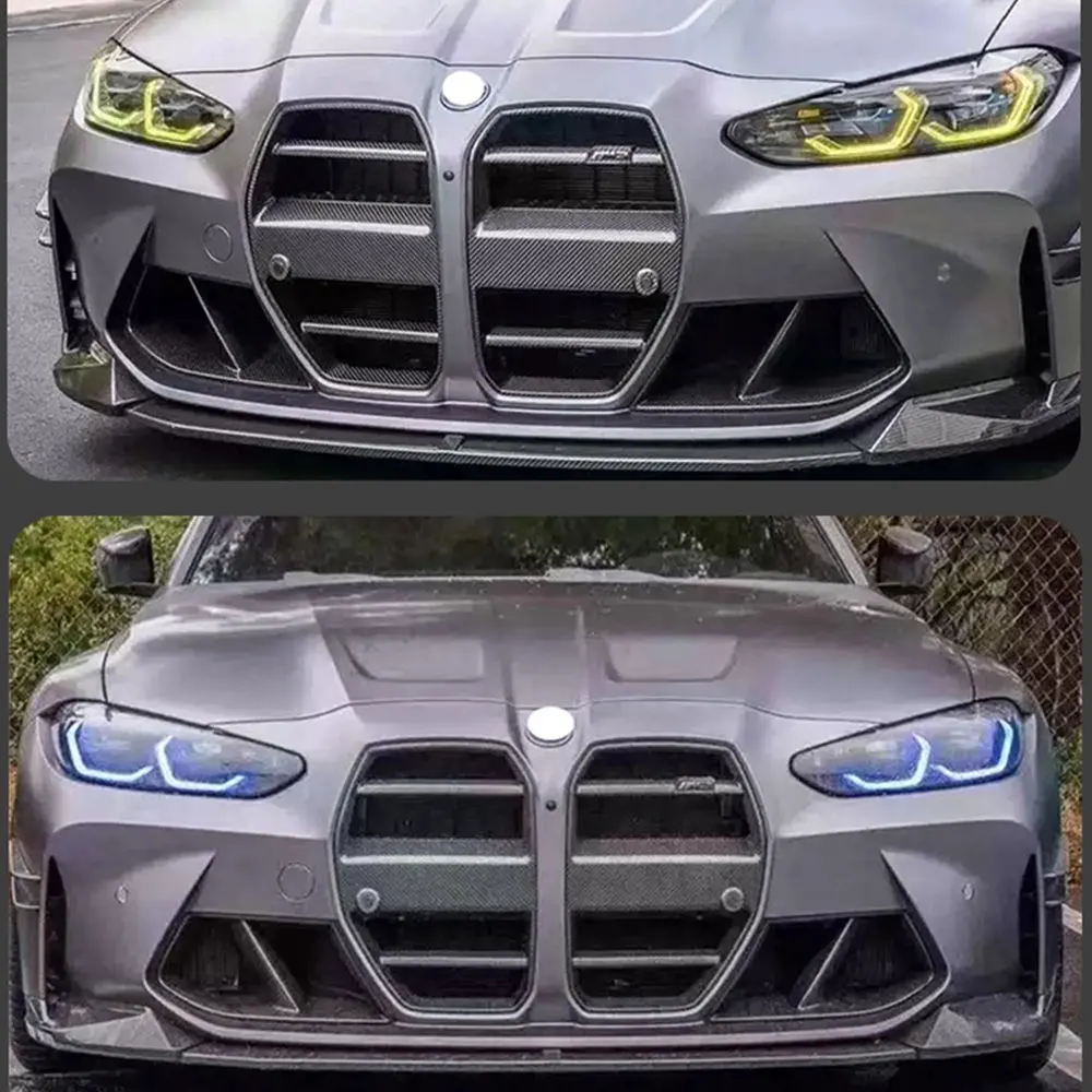 For BMW M3 M4 G80 G82 G83 2020-2023 V-Shaped Style Front Grille ModifiCation Parts Carbon Fiber Material dry Carbon Wet Carbon P