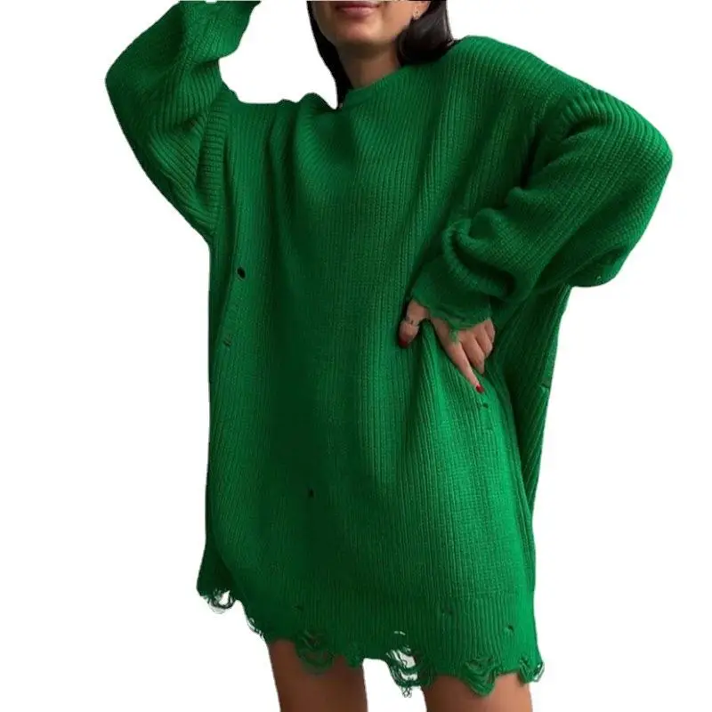 Длинный вязаный свитер Dr Sved Hem средней длины, повседневный, из полиэфирного волокна, цельный, весна 2024, Faion Ladies Dr