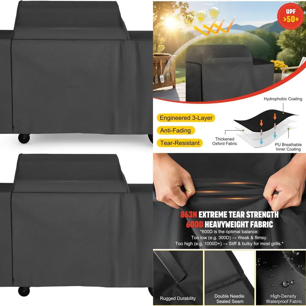 

Durable 600D Weatherproof BAC776 Grill Cover with Side Zip, Compatible for Traeger Woodridge Pro & Elite Models