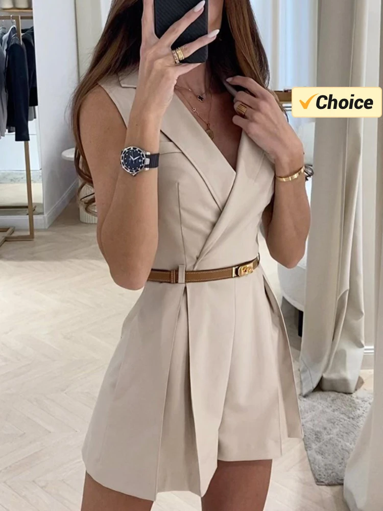 

Summer Fashion New Women's Lapel Suit Jumpsuit OL Professional Commuting Women's Office Style Shorts Formal Jumpsuit