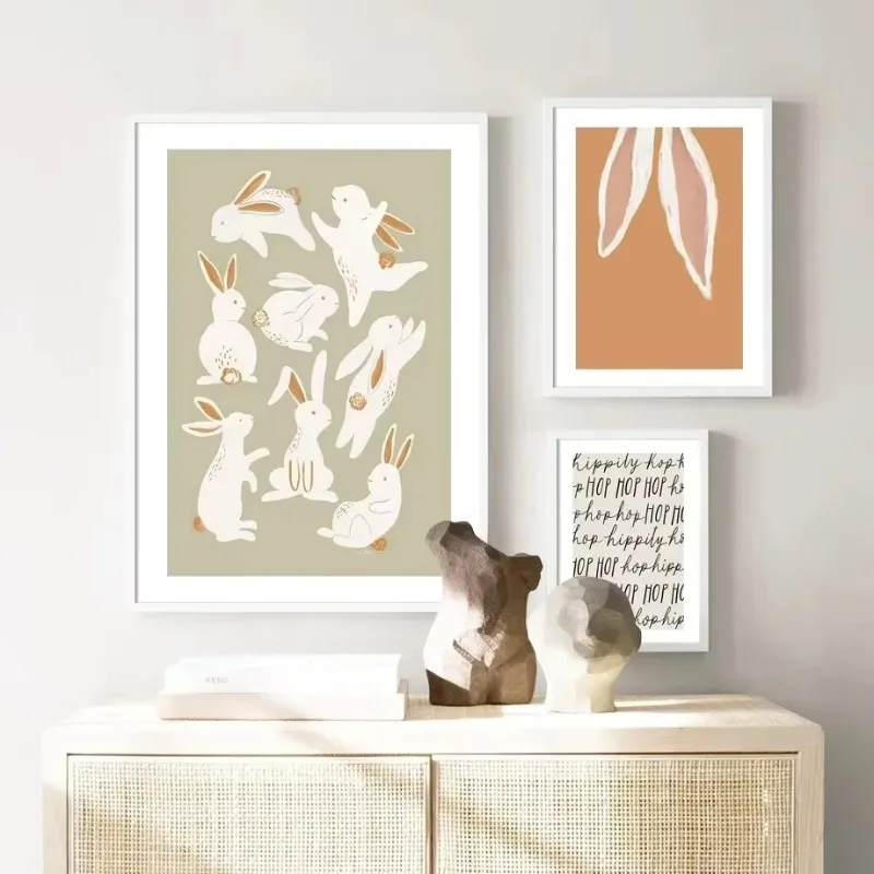 الربيع بيضة عيد الفصح الأزهار إكليل الأرنب بوهو الشمال فرملس قماش اللوحة يطبع غرفة المعيشة الحديثة جدار ديكور فني للمنزل #3