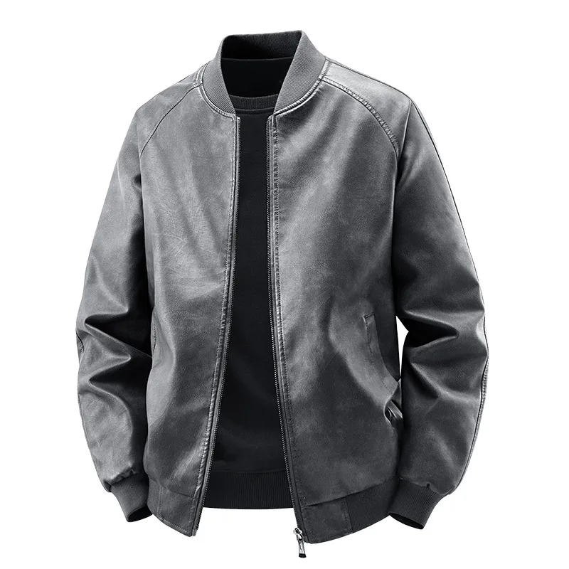 New style stand-up collar PU leather coat for men  spring-autumn casual comfortable, high-end casual jacket