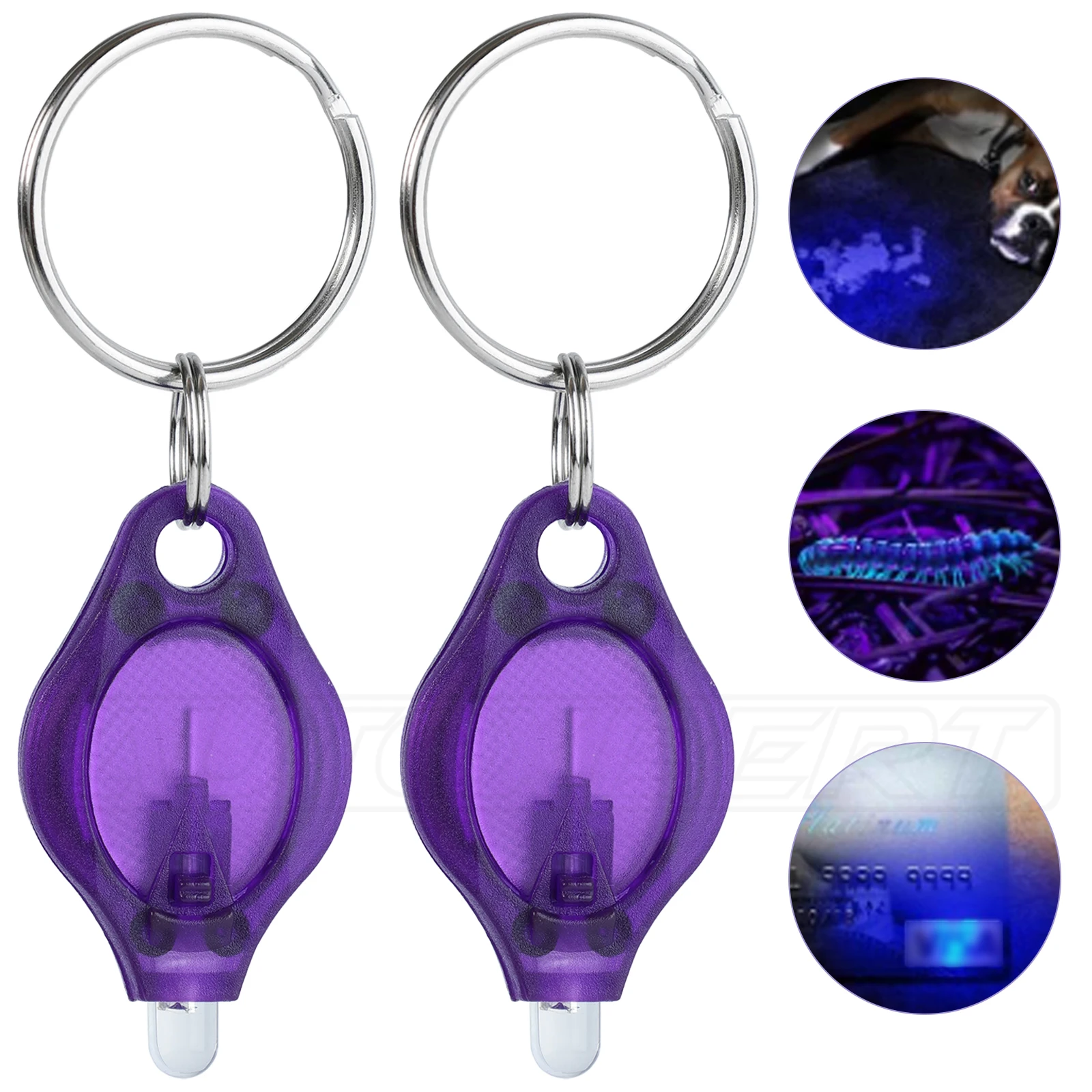 2PCS Mini Keychain Torches EDC Flashlight UV Money Checker Key-Chain LED Money Detector Light Key Ring Light Torch Purple Light