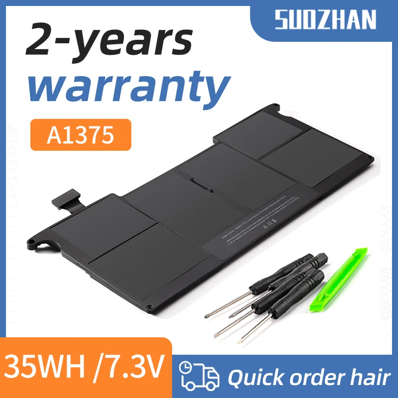 

SUOZHAN A1375 Laptop Battery for Apple MacBook Air 11" A1370 MC506 MC505 MC506LL/A MC505LL/A 202-6920-A 2010 Year 7.3V 35WH