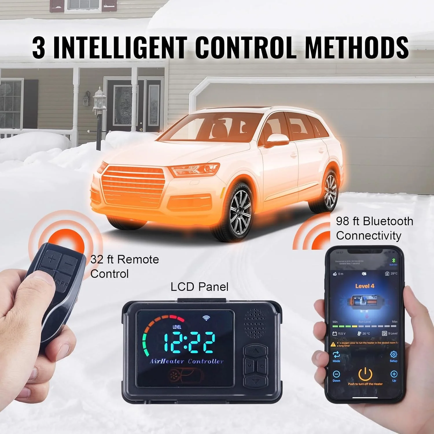 VEVOR Diesel Air Heater for App Control Portable Parking Heater Automatic Altitude Adjustment Max 18045 ft Remote Control - view 3