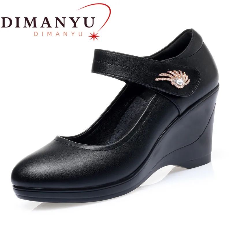 DIMANYU Women Shoes Wedge 2021 New Women Spring Shoes Platform High Heel Fashion Mid-aged Shallow Mouth Mother Shoes