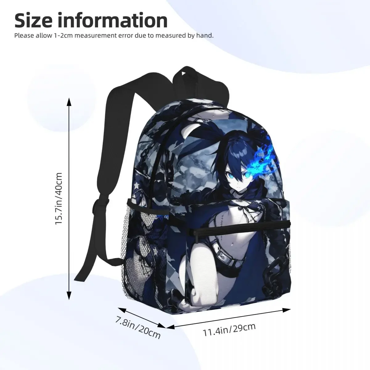 Black Rock Shooter Student Backpack School Bag Hiking Travel Daypack for Men Women Fashion Bookbag Shoulder Bags