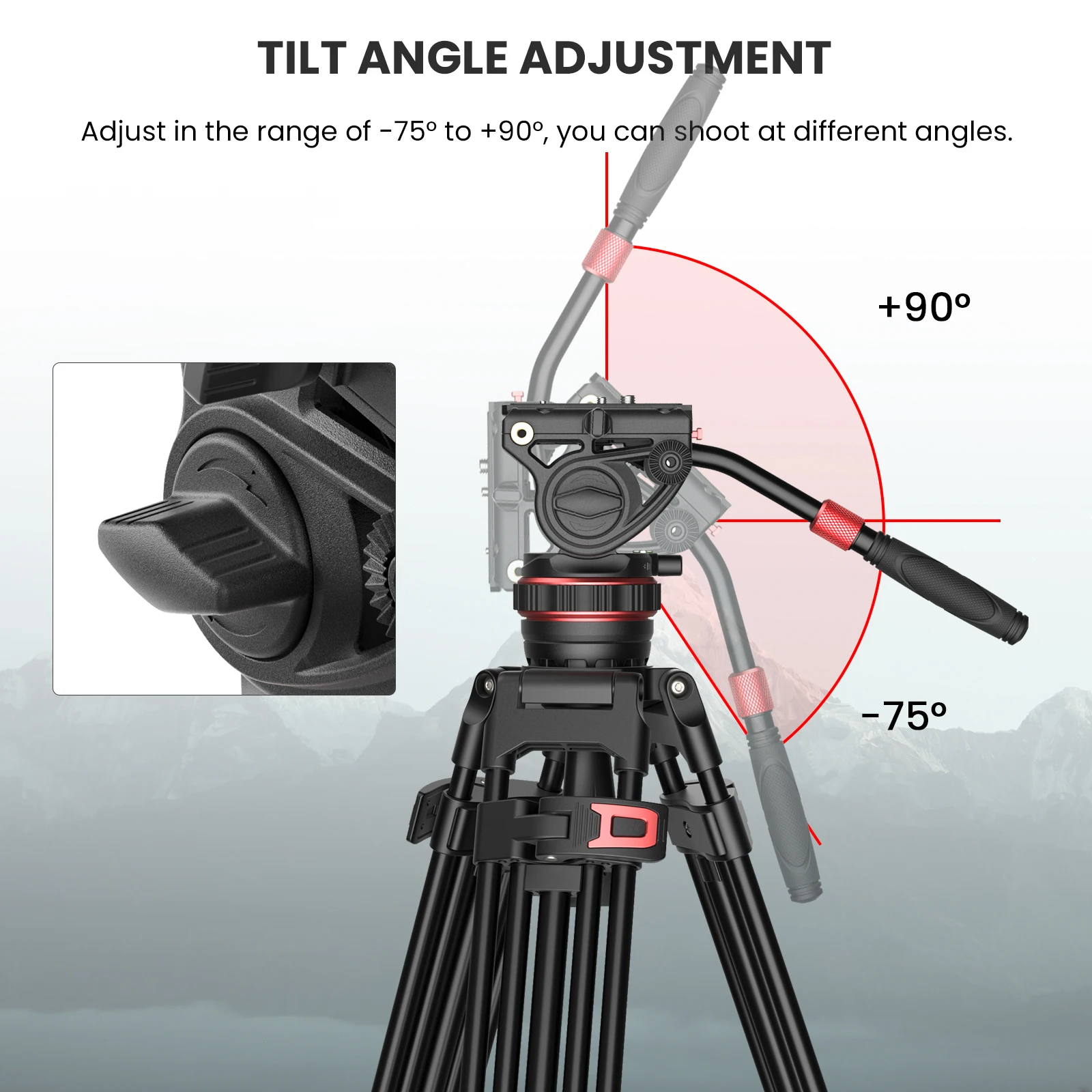 EVUMO V10 Professional Hydraulic Fluid Video Head Multi-angle Shooting for Tripod Video Shooting Max Load 10kg22lbs