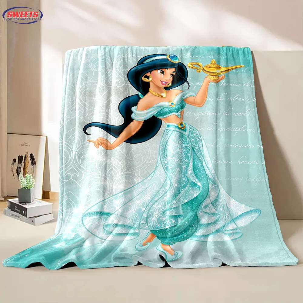 Disney Aladdin Princess Jasmine Blanket,Throw Blanket for Home Bedroom Bed Sofa Picnic Travel Office Rest Cover Blanket Kid Gift