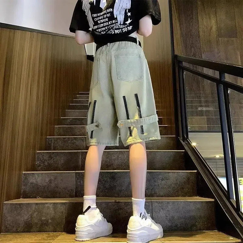 

With Pockets Short Jeans Pants for Men Half Man Denim Shorts Bermuda Long Thin Buttons Luxury Vintage Rude Popular Jorts New In