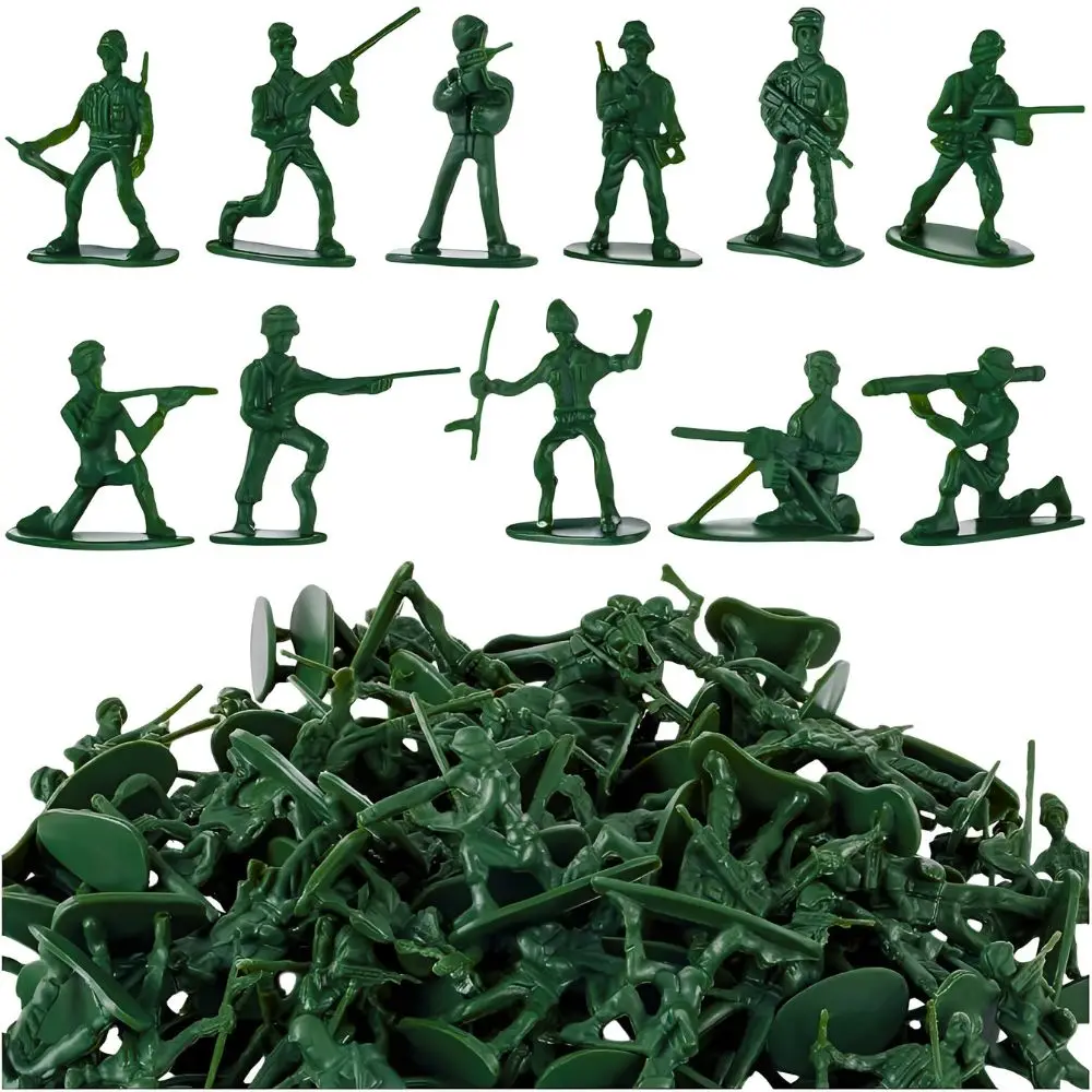 16pcs 5cm Green Plastic Army Men Soldiers Figures Set, Random Poses Military Action Figurines, Birthday Party Favors, Sand Table War Scene Layout, Collection Gift YMY