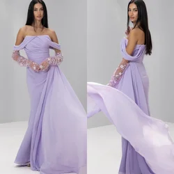 CustomizedJiayigong Exquisite   Prom Chiffon Applique Valentine's Day A-line Off-the-shoulder Bespoke Occasion Gown Long Dresses