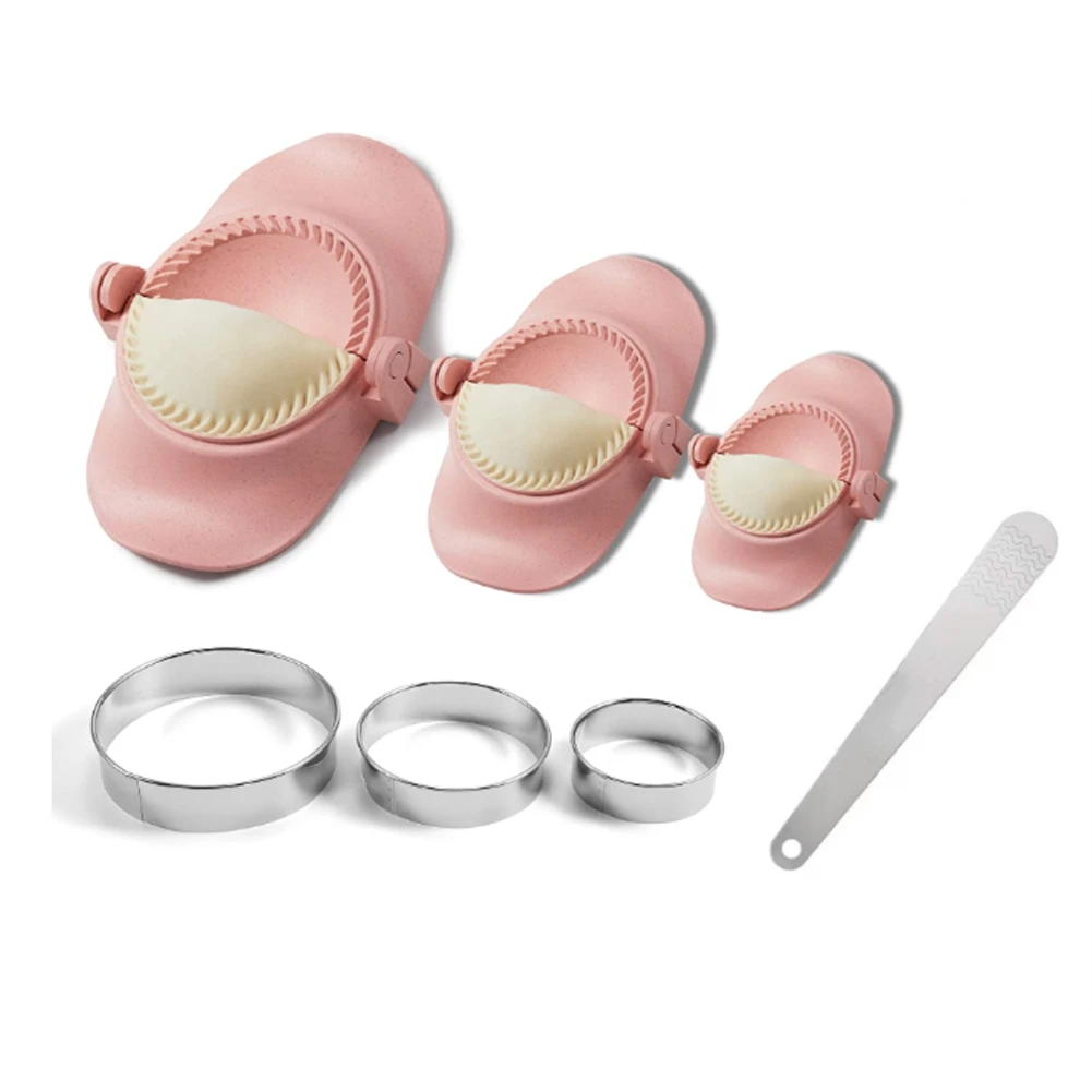 Dumpling Maker,Empanadas Press Mold Maker Set with Dough Cutter, Dumpling Mold Set and Cutter for Pierogi,(Pink)