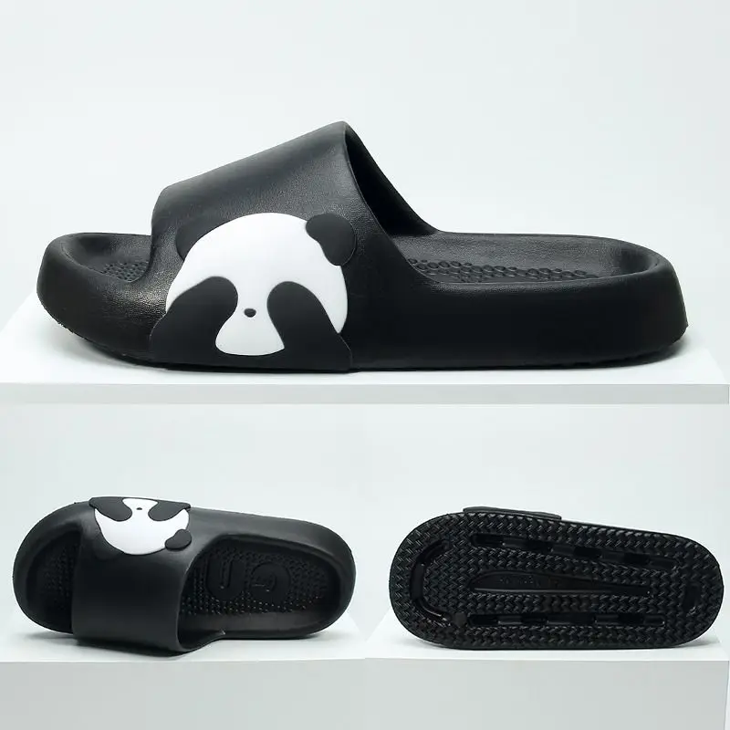 Platform Cute Panda print women's slippers Unique Creative non-slip bathroom slippers Popular design Casual Couple home slippers