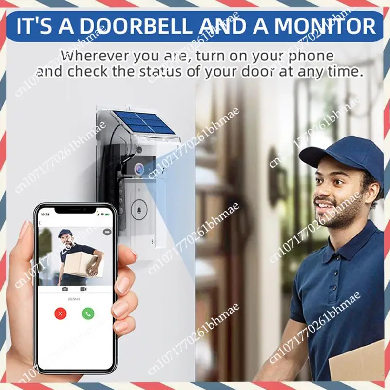 

-A21Z 2X Wifivisual Дверной звонок Камера Беспроводная солнечная зарядка Водонепроницаемый HD Дверной звонок ночного видения Двусторонний домофон Голос