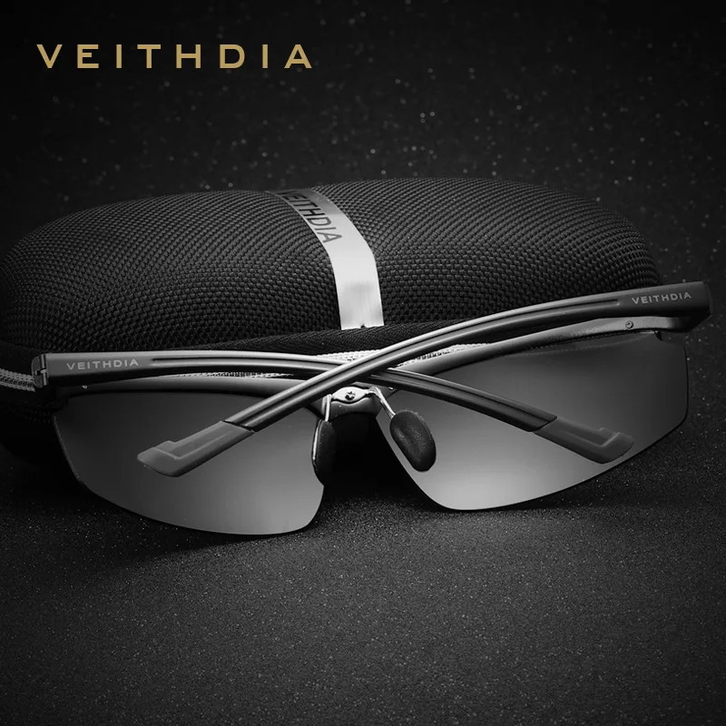 VEITHDIA-Brand Designer Sports Sunglasses for Men, Polarized UV400 Outdoor Driving Sun Glasses, Vintage Eyewear for Male, VT6587